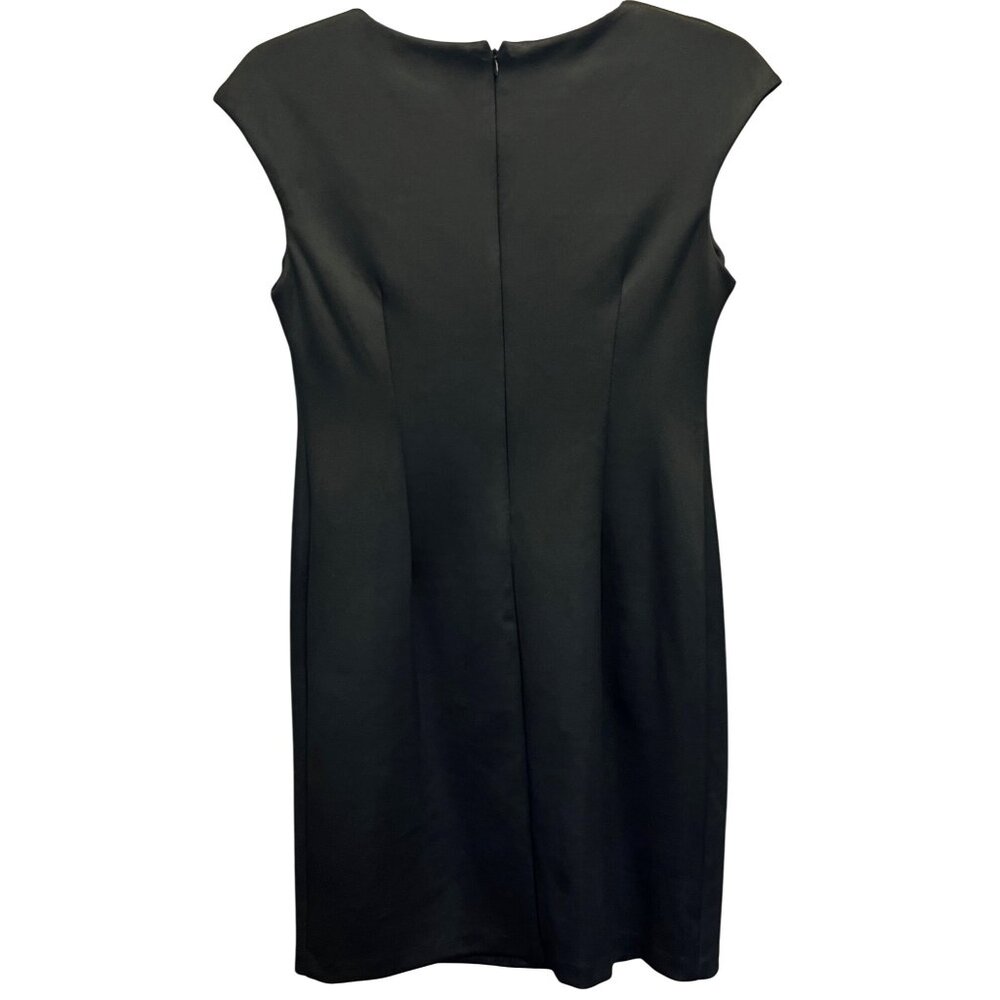 Connected Apparel Black Pink Floral V Neck Embroidered Sheath Back Zip Dress 8P - Picture 3 of 5